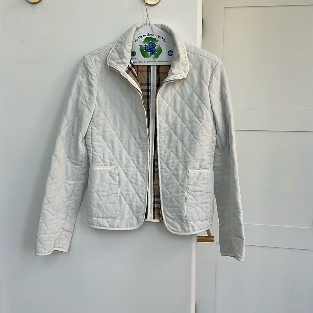 Burberry Diamond Quilted Jacket with Silver Zipper